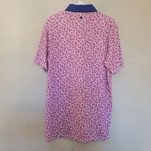 Greyson Golf Polo Shirt Mens Size Medium Pink White Blue Coral Dreams II Jersey - Picture 6 of 6